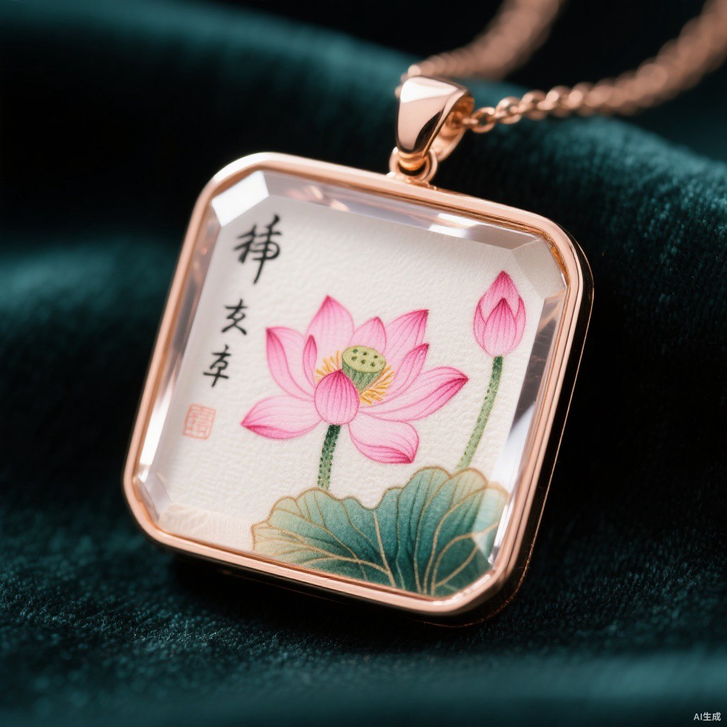 莲花内画吊坠